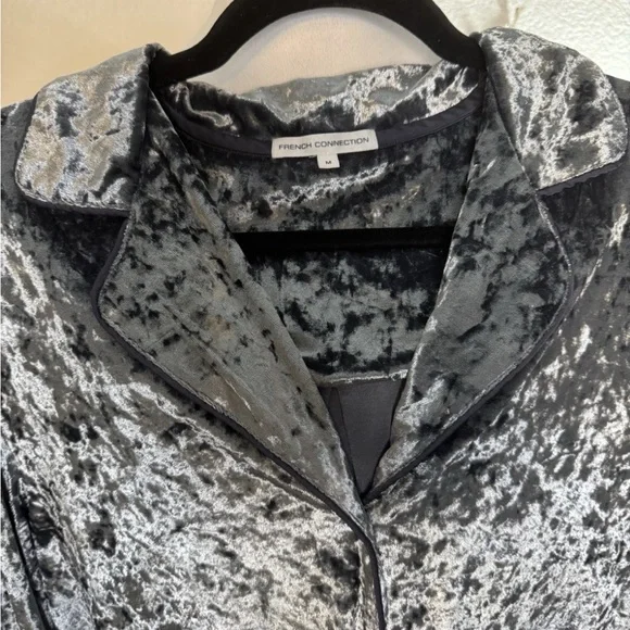 French Connection Velvet Pajama Set in Gray - Picture 5 of 10